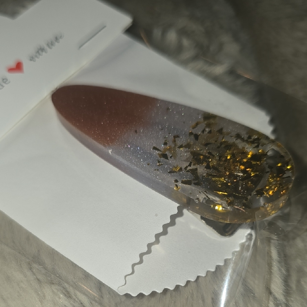 Chic Gold and Brown Hair Clip - Picture 3 of 5